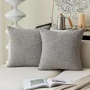 Kevin Textile 2 Packs Decorative Square Pillows Cover Outdoor Throw Pillows Cushion Covers for Chair, 16 x 16 inches, 40cm, Grey