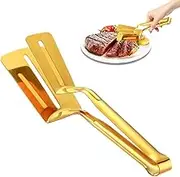 Double Spatula Flipper - Portable Sided Spatula Steak Tongs - Fish Turner, Ergonomic Handle Grilling Spatula, Anti-Slip Fried Fish Clamp for Fish, Steak, Egg