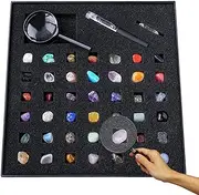 Rock and Mineral Collection | Geology Gem Kit - Includes Natural Gem, Crystals and Mineral Gem-Stone Collection Geology Science S-TEM Gifts for Boys & Girls