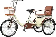 DEFGHIJ Three Wheel Bike Folding Tricycle with Shopping Basket Adult Tricycle Trike Bike Bicycle for Recreation Shopping Men's Women's Bike(Red)