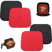 4 Pack Reusable Silicone Air Fryer Liners, 8.5 Inch Square Non-Stick Air Fryer Heat Resistant Basket Mats, Air Fryer Baking Tool Accessories Compatible with COSORI, Ninja, NuWave, and More