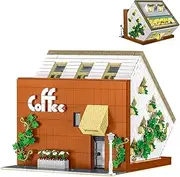 XMORK City Coffee Shop Building Blocks Set, 3118 PCS Cafe with LED Light, Street View Coffee House Model Kit for Kids and Adults