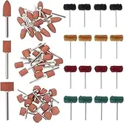 Swpeet 136Pcs 1/8" Shank Grinding Stone Set, 2 Shaped and 5 Sizes of Sanding Drill Bit for Rotary Tool Flap Wheel, Abrasive Mounted Stone Grinding Wheel with Drum Sander Sleeves and Drum Mandrels