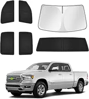 Sunshades for Dodge Ram 1500 2019-2024 2025 Accessories Windshield Sun Shade Side Rear Window Shade Cover Sun Visor Shield Privacy Protection Keep Vehicle Cool Black 6PCS