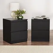 [Artiss] 2X Bedside Table Drawers Side Table Storage Cabinet Nightstand Black Pepe