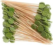 100pack/lot Convenient to Fruit Skewers for Appetizers and Cocktails Safety and Reliable Wood Toothpicks for Appetizers, Round Leaves Stick