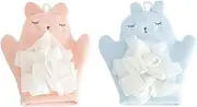 BATHVEVE 2Pcs Adorable Cartoon Bath Gloves for Shower Towels Soft Comfortable Bath Scrubbing Tools with Lanyard for Quick Drying