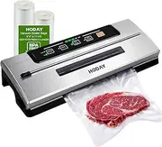 Vacuum Sealer Machine, HODAY Food Sealer with Built-in Cutter, Dry&Moist Mode, Automatic Vacuum Sealer Food Storage Machine, with 2 Bag Rolls 8”x7’ and 11”x10’ Compact Design, Easy to Clean