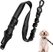 Dog Seat Belt, Adjustable Dog Car Harness Hook Latch and Seatbelt Buckle Dog Car Seat Belt Heavy Duty Dog with Anti Shock Elastic Nylon Bungee Buffer (Black)