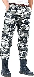 [HanzhuoLG] Pants for Men Military Tactical Camouflage Cargo Pants Training Work Camo Combat Army Male Clothing Straight Large Size Trousers Men's White Camouflage M
