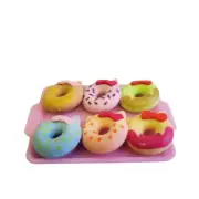 Mini Doughnut Erasers Stationery Shaped Rubber Set of 6 With Mini Tray