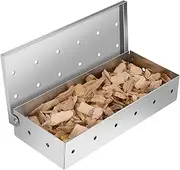 Rulunar Smoker Box for Gas Grilling Wood Chip Smoker Box Stainless Steel Meat Smoky Flavor Grill Smoker Box