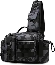 AIMALL Outdoor Tactical Fishing Bag – Multifunctional Waist and Chest Bag, Large Capacity 14.56 x 5.11 x 8.26 Inches, Camouflage & Solid Colour