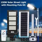 9900000000LM 150W LED Solar Street Light PIR Road Security Wall Lamp+Remote+Pole