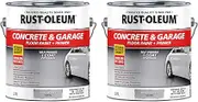 Rust-Oleum Concrete & Garage Floor Paint + Primer – One-Coat Satin Finish, UV & Weather Resistant, Water-Based, Hot Tyre & Oil Resistant for Garages & Outdoor Surfaces, Armor Grey, 3.78L (Pack of 2)