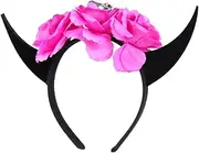 [FRCOLOR] Halloween Horn Rose Headband Headband for Women Men Boys and Girls Costume Hair Band Accessory for Parties Floral Horns Headband Purple Flower