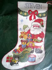 Christmas Dimensions Stamped Cross Stitch Stocking KIT,SANTA'S TREASURES,8318,16