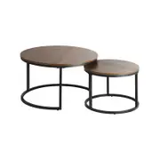 Oikiture Nesting Coffee Table Walnut 70CM & 50CM