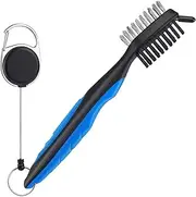 Durable Golf Club Brush and Groove Cleaner with Retractable Zip-line and Aluminum Carabiner Cleaning Tools, Oversized Golf Brush Head and Super Non-Slip Handle Comfortable Grip Golf Club Cleaner