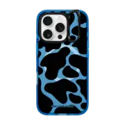 iPhone 16 Pro Impact Ring Stand Case MagSafe Compatible Black Cow Print by Corey Paige Designs