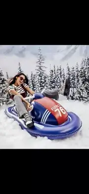 Funboy Giant Retro Inflatable Luxury Retro Winter Snowmobile Snow Sled NIB Oprah