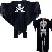 Pirates Bones Skeleton Death Halloween Costume Mens Womens Coat Cloak Cosplay US