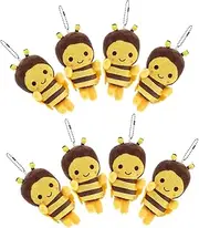 MINAOLULUS 8pcs Little Bee Pendant Bee Stuffed Bee Plush Stuffed Animal Keychain Plush Keychain Bulk Stuffed Bee Mini Plush Bee Stuffed Animal Bee Small Bees Bee Party Favors Pp Cotton Yellow