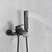 Waterfall Bathtub Faucet Mixer Tap Hand Shower,Bathtub Mixer Single Lever Bath Faucet with Hose,Black