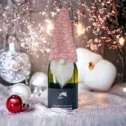 Bottle Topper Christmas Gnome Tree Topper Pink Hat White Beard Dwarf Table Decor