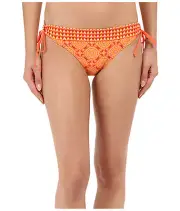 PRANA SABA HIPSTER BIKINI SWIM BOTTOMS TIE SIDE NEON ORANGE SUNDIAL SMALL $50