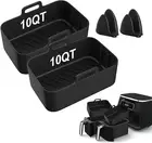 10QT Air Fryer Silicone Liners, 2Pcs Reusable Airfryer Pot for Ninja Foodi Dual