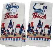 Set of 2Same Kitchen Towels(14x24")SEALIFE,THERE'S GNOME PLACE LIKE THE BEACH,TL