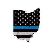 Distressed Thin Blue Line Ohio State Shaped Subdued US Flag Sticker