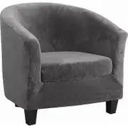 Velvet Club Armchair Slipcover Two Piece Set Stretch Armchair Slipcover Living Room Armchair Slipcover Tub Chair with Cushion Cover (Grey)