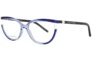 Carolina Herrera CH/0005 AGS Eyeglasses Frame Women's Azure Blue Semi Rim 55-mm