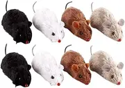 DINHEAROM 8Pcs Cat Clockwork Mouse Plush Wind Up Mice for Cat Engaging Interactive Rat Random Color