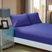 Fabric Fantastic 1000tc Ultra Soft King Single Size Bed Royal Blue Fitted Sheet & Pillowcase Set