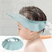 Piyl Baby Shower Cap Bath Visor Protection Silicone Adjustable Safe Shower Bathing Cap for Protector Eye Ear Shampoo Cap for Infants Toddler Baby Kids Children (Blue,6 Months-12 Years old/15.8-22.8In)