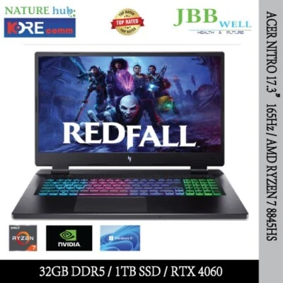 ACER NITRO 17.3" 165Hz, AMD Ryzen 7 8845HS, 32GB DDR5, 1TB SSD, RTX 4060