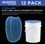 12 Pack 5 Gallon Paint & Liquid Strainer Filter Bags, Pure Blue Fine Nylon Mesh