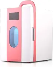 10L Mini Fridge With Window Portable Small Refrigerator With Cooling And Warming Electric Reefer AC/DC Power Compatibility Compact CoolBox For Cars, Homes, Offices, And Dorms(Pink)