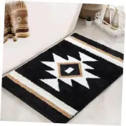 Bathroom Rugs Boho Black Bath Mat Non Slip Soft Absorbent Machine Washable