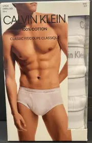 Mens Calvin Klein 4-Pack Cotton Briefs S (28-30) White Classic Fit Brief