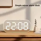 Mirror Alarm Clock LED Display 5 Levels Brightness Date Temperature Display