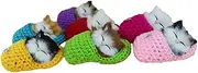 Totority Meows Sounds Decor Hand Slippers Mini Doll B Mini Kitten in Shoe Sleeping Cat in Slipper Doll Purple