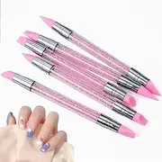 Silicone Nail Brush - Double-Ended Rhinestone Nail Polish Carving Pen | nail-rt Sculpture | du-l Tipped Silicone Nail Tool | Comfortable Control Fingernail Sculpting Tool for Traveling Business