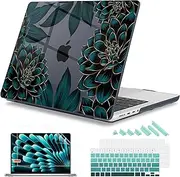 Mektron for MacBook Pro 14 inch Case 2023 Release M3 A2918 A2992 Compatible with 2022 2021 Release M2 A2779 M1 A2442 Pro/Max, Printed Plastic Hard Shell Laptop Cover,A-Dahlia