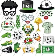 Soccer Theme Photo Props - Photo Booth Props with Stick | Soccer Selfie Props Accessories, Sports Game Day Supplies