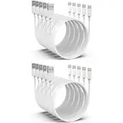 10 Pack 2m Long Data Transfer Charger Charging USB Cable Cord for Apple iPhone iPad iPod Bulk White TPE Plastic