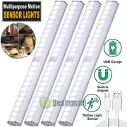 2/4xLED Motion Sensor Under Cabinet Closet Light Rechargeable Kitchen Stair Lamp